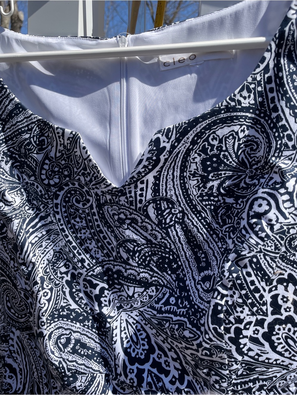 cleo Black & White Paisley V-Neck Sundress